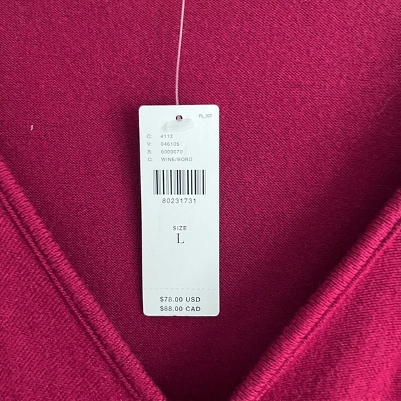 Anthropologie Self Contrast Wrap Burgundy Red Ling Sleeve Top - Picture 4 of 7